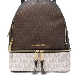Michael kors rhea zipbackpack brown/white
